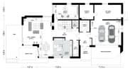 Projekt domu Willa Moderna – wizualizacja 3D rzutu parteru