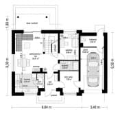 Projekt domu Narcyz 4 – wizualizacja 3D rzutu parteru
