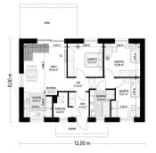Projekt domu Sensowny – wizualizacja 3D rzutu parteru