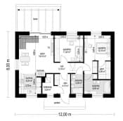 Projekt domu Sensowny 3 B – wizualizacja 3D rzutu parteru