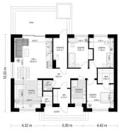 Projekt domu Ekonomiczny 2 – wizualizacja 3D rzutu parteru