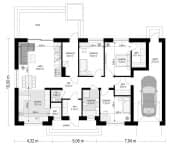 Projekt domu Ekonomiczny 3 – wizualizacja 3D rzutu parteru