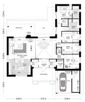 Projekt domu Hanka 2 – wizualizacja 3D rzutu parteru