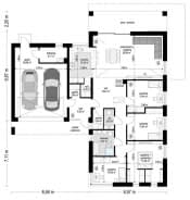 Projekt domu Sielanka 2 – wizualizacja 3D rzutu parteru