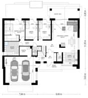 Projekt domu Parterowy 4 B – wizualizacja 3D rzutu parteru