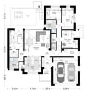 Projekt domu Willa Parterowa 3 – wizualizacja 3D rzutu parteru