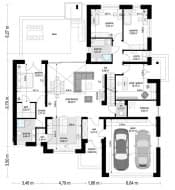 Projekt domu Willa Parterowa 4 – wizualizacja 3D rzutu parteru