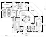 Projekt domu Willa Parkowa 6 modern B – wizualizacja 3D rzutu parteru