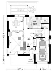 Projekt domu Tytan 5 B – wizualizacja 3D rzutu parteru