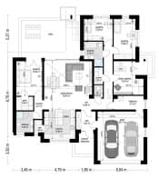Projekt domu Willa Parterowa 3 wariant B – wizualizacja 3D rzutu parteru