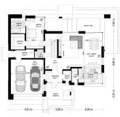 Projekt domu Hiacynt 8 – wizualizacja 3D rzutu parteru