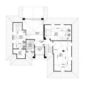 Projekt domu Willa Parkowa 10 – wizualizacja 3D rzutu poddasza