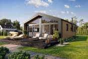 Projekt domu MG 2 wariant 15 B drewniany – wizualizacja 2 (odbicie lustrzane)